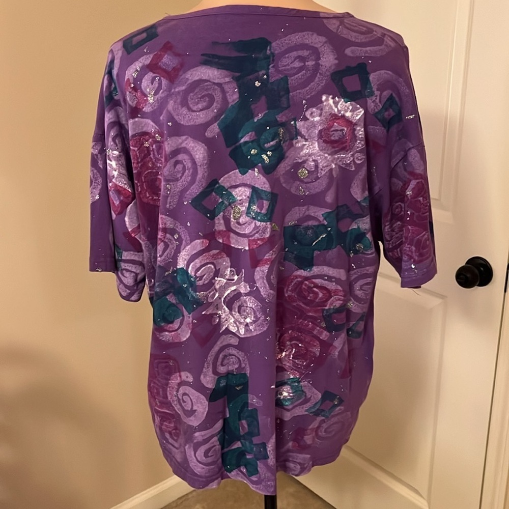 EZL vintage purple glitter embellished T-shirt one size fits most - Picture 4 of 6